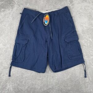 RS Surf Cargo Shorts Mens Large Navy Blue Baggy Skater Y2K Style